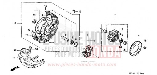 ROUE ARRIERE VT750C21 de 2001